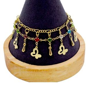 Multi colour butterfly anklet